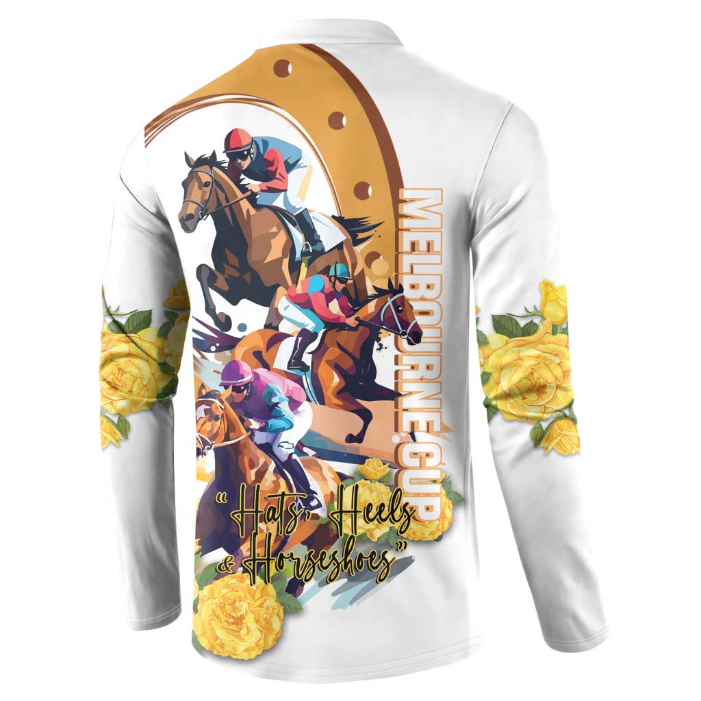 Melbourne Cup Australia Button Sweatshirt Horse Racing Horseshoe Mix Yellow Roses - Wonder Print Shop