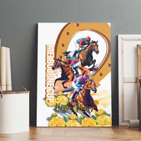 Melbourne Cup Australia Canvas Wall Art Horse Racing Horseshoe Mix Yellow Roses - Wonder Print Shop