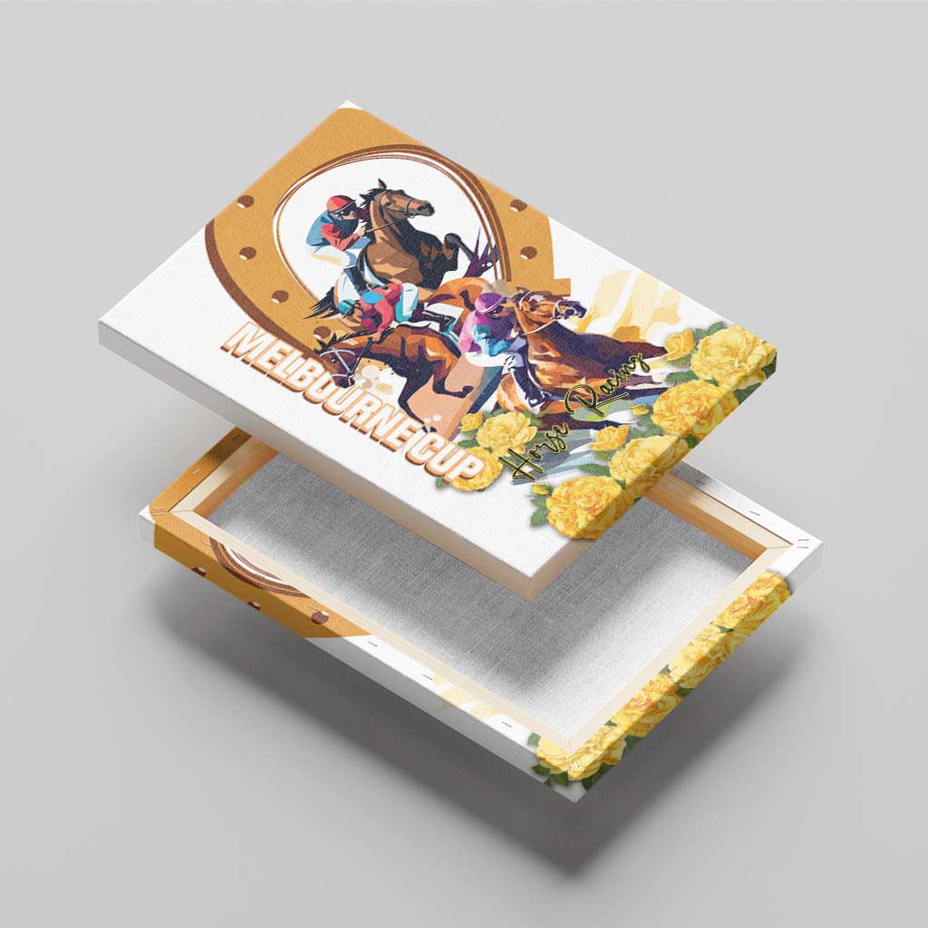 Melbourne Cup Australia Canvas Wall Art Horse Racing Horseshoe Mix Yellow Roses - Wonder Print Shop