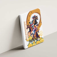 Melbourne Cup Australia Canvas Wall Art Horse Racing Horseshoe Mix Yellow Roses - Wonder Print Shop