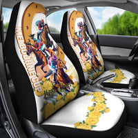 Melbourne Cup Australia Car Seat Cover Horse Racing Horseshoe Mix Yellow Roses - Wonder Print Shop