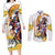 Melbourne Cup Australia Couples Matching Long Sleeve Bodycon Dress and Long Sleeve Button Shirt Horse Racing Horseshoe Mix Yellow Roses - Wonder Print Shop