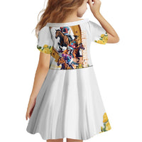 Melbourne Cup Australia Family Matching Long Sleeve Bodycon Dress and Hawaiian Shirt Horse Racing Horseshoe Mix Yellow Roses - Wonder Print Shop