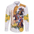 Melbourne Cup Australia Family Matching Off The Shoulder Long Sleeve Dress and Hawaiian Shirt Horse Racing Horseshoe Mix Yellow Roses - Wonder Print Shop