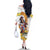 Melbourne Cup Australia Family Matching Off The Shoulder Long Sleeve Dress and Hawaiian Shirt Horse Racing Horseshoe Mix Yellow Roses - Wonder Print Shop