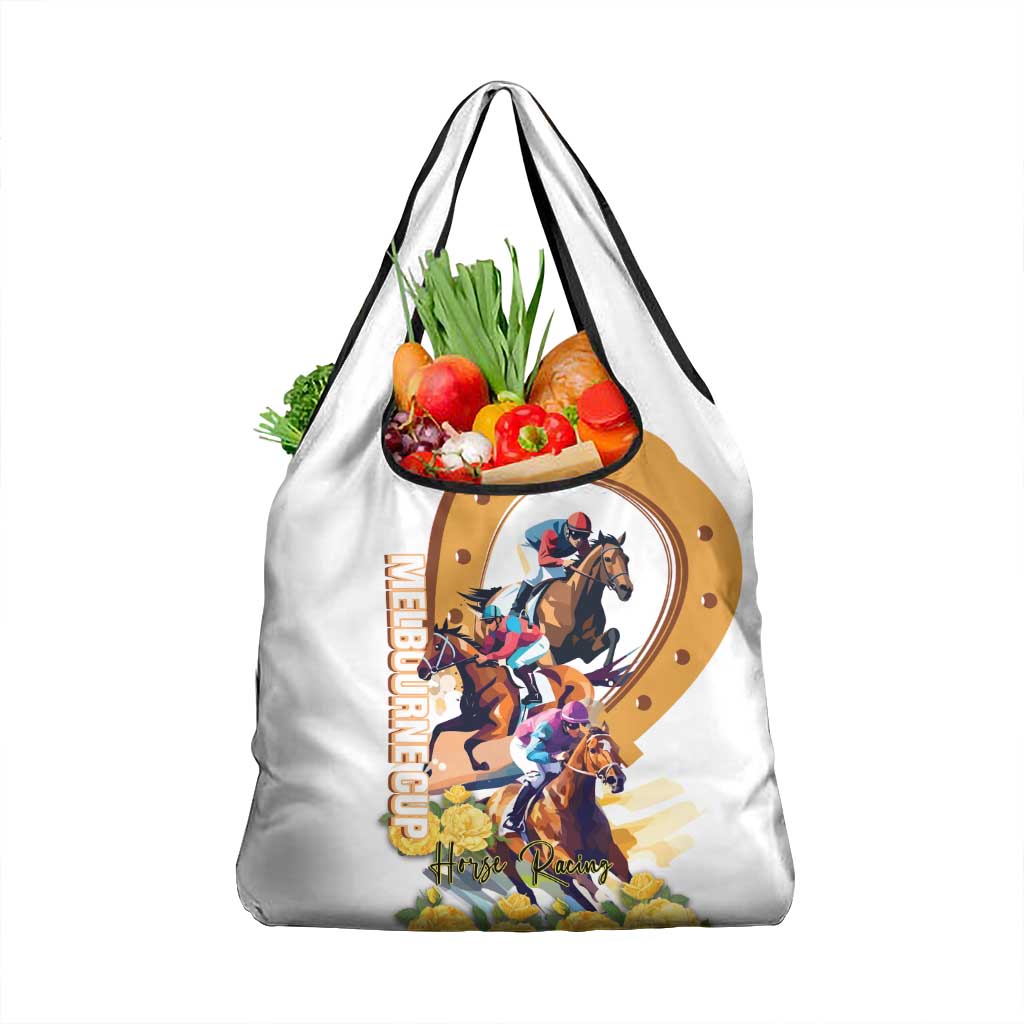 Melbourne Cup Australia Grocery Bag Horse Racing Horseshoe Mix Yellow Roses - Wonder Print Shop
