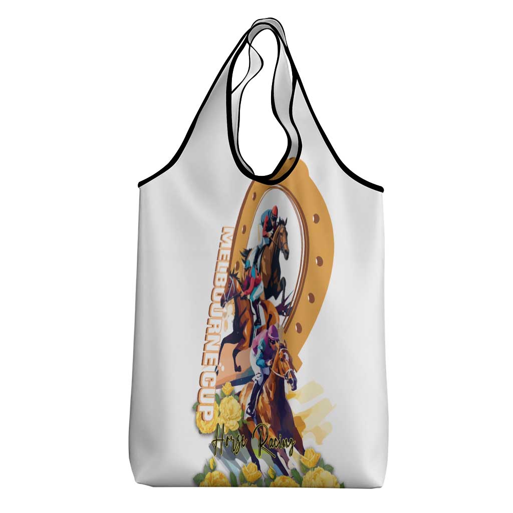 Melbourne Cup Australia Grocery Bag Horse Racing Horseshoe Mix Yellow Roses - Wonder Print Shop