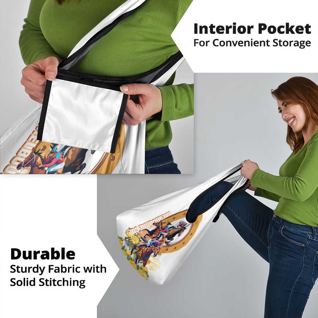 Melbourne Cup Australia Grocery Bag Horse Racing Horseshoe Mix Yellow Roses - Wonder Print Shop