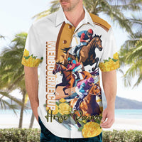 Melbourne Cup Australia Hawaiian Shirt Horse Racing Horseshoe Mix Yellow Roses - Wonder Print Shop
