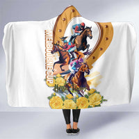 Melbourne Cup Australia Hooded Blanket Horse Racing Horseshoe Mix Yellow Roses - Wonder Print Shop