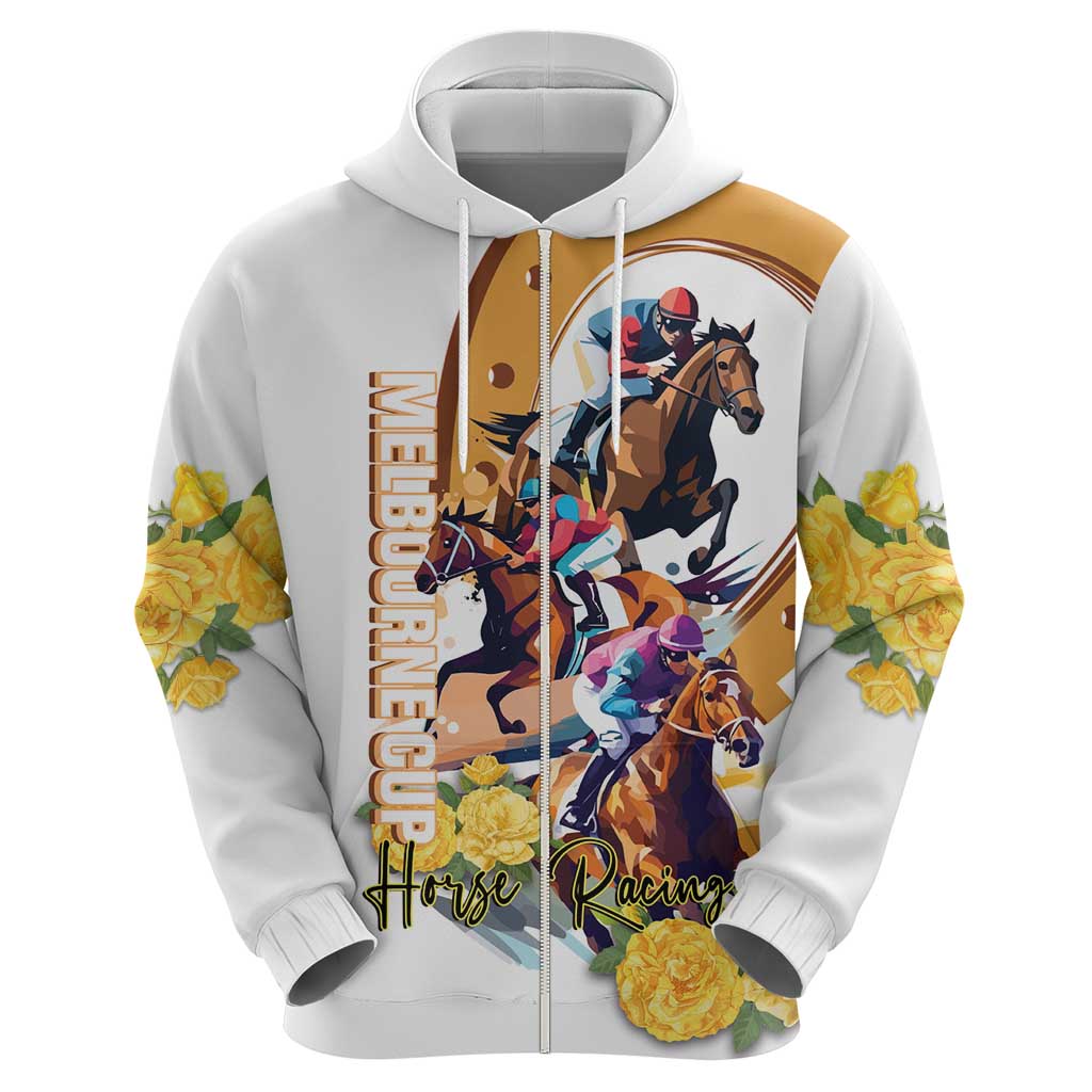 Melbourne Cup Australia Hoodie Horse Racing Horseshoe Mix Yellow Roses - Wonder Print Shop