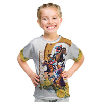 Melbourne Cup Australia Kid T Shirt Horse Racing Horseshoe Mix Yellow Roses - Wonder Print Shop