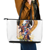 Melbourne Cup Australia Leather Tote Bag Horse Racing Horseshoe Mix Yellow Roses - Wonder Print Shop
