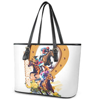 Melbourne Cup Australia Leather Tote Bag Horse Racing Horseshoe Mix Yellow Roses - Wonder Print Shop