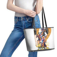 Melbourne Cup Australia Leather Tote Bag Horse Racing Horseshoe Mix Yellow Roses - Wonder Print Shop