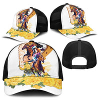 Melbourne Cup Australia Mesh Trucker Cap Horse Racing Horseshoe Mix Yellow Roses - Wonder Print Shop