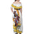 Melbourne Cup Australia Off Shoulder Maxi Dress Horse Racing Horseshoe Mix Yellow Roses - Wonder Print Shop