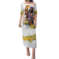 Melbourne Cup Australia Puletasi Horse Racing Horseshoe Mix Yellow Roses - Wonder Print Shop