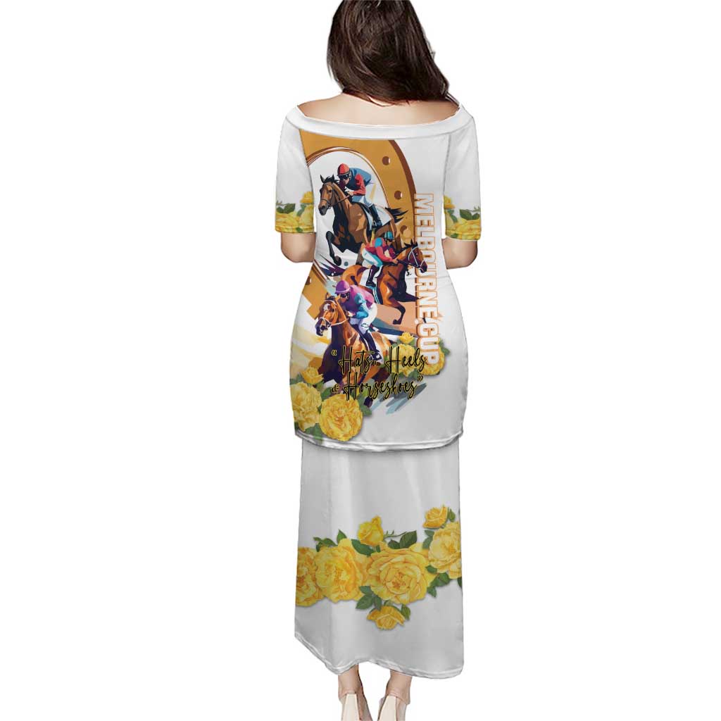 Melbourne Cup Australia Puletasi Horse Racing Horseshoe Mix Yellow Roses - Wonder Print Shop