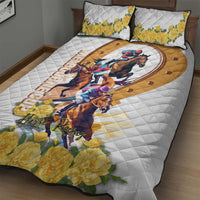Melbourne Cup Australia Quilt Bed Set Horse Racing Horseshoe Mix Yellow Roses - Wonder Print Shop