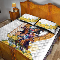 Melbourne Cup Australia Quilt Bed Set Horse Racing Horseshoe Mix Yellow Roses - Wonder Print Shop