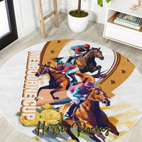 Melbourne Cup Australia Round Carpet Horse Racing Horseshoe Mix Yellow Roses - Wonder Print Shop