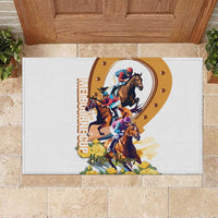 Melbourne Cup Australia Rubber Doormat Horse Racing Horseshoe Mix Yellow Roses - Wonder Print Shop