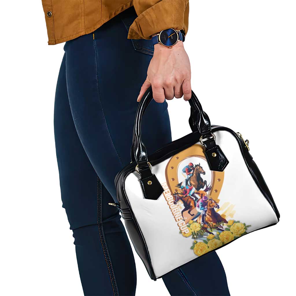 Melbourne Cup Australia Shoulder Handbag Horse Racing Horseshoe Mix Yellow Roses - Wonder Print Shop