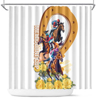 Melbourne Cup Australia Shower Curtain Horse Racing Horseshoe Mix Yellow Roses - Wonder Print Shop