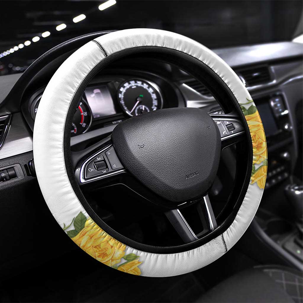 Melbourne Cup Australia Steering Wheel Cover Horse Racing Horseshoe Mix Yellow Roses - Wonder Print Shop