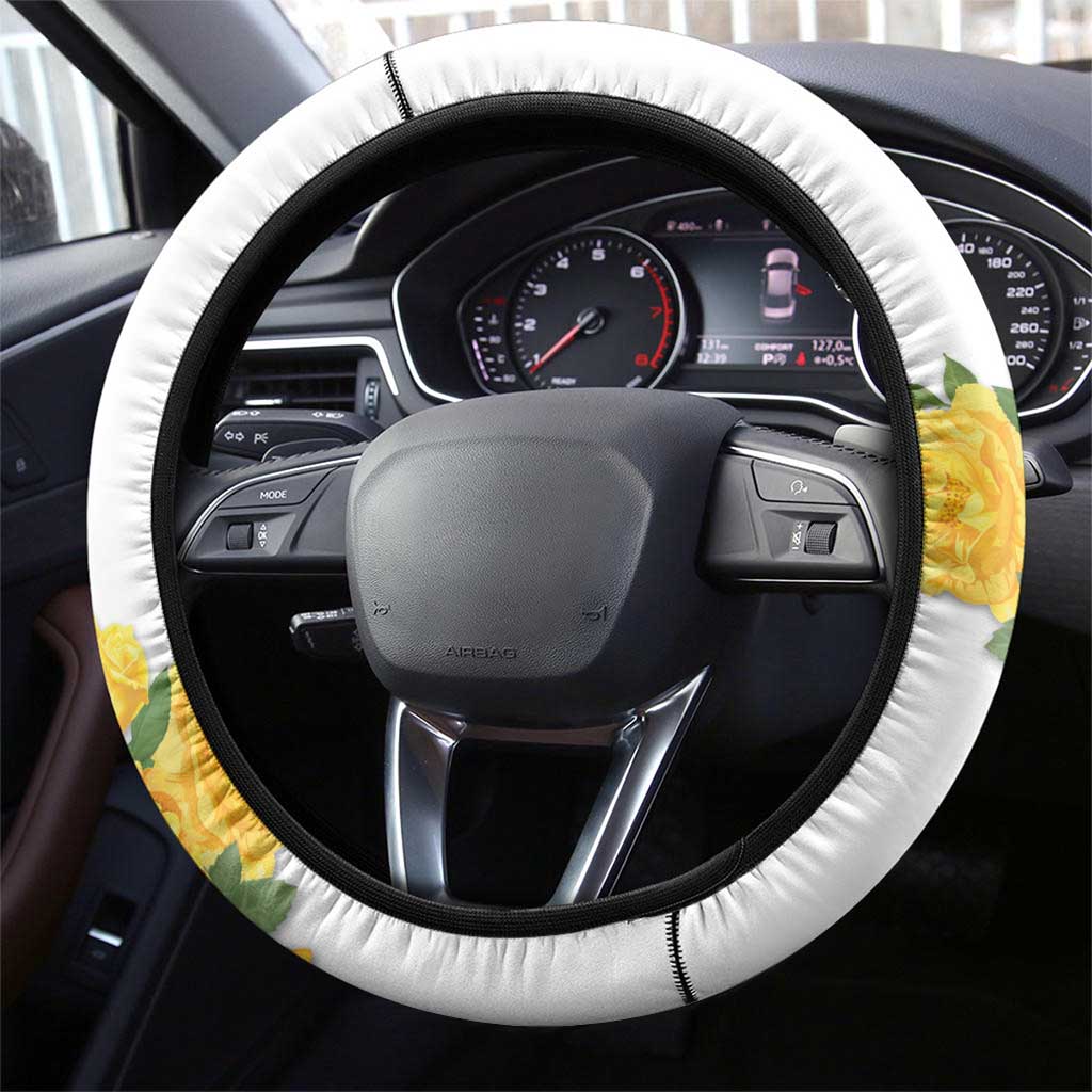 Melbourne Cup Australia Steering Wheel Cover Horse Racing Horseshoe Mix Yellow Roses - Wonder Print Shop