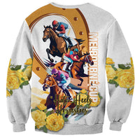 Melbourne Cup Australia Sweatshirt Horse Racing Horseshoe Mix Yellow Roses - Wonder Print Shop