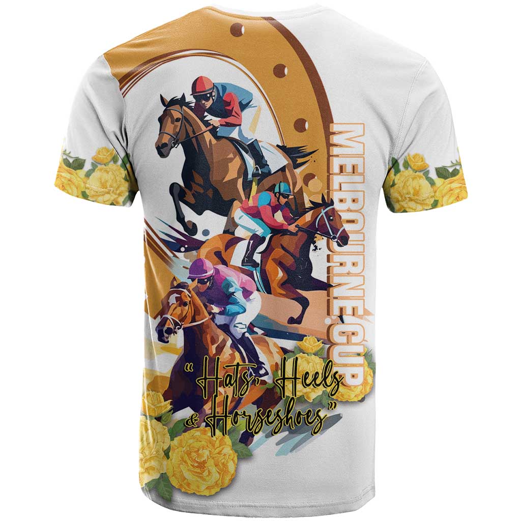 Melbourne Cup Australia T Shirt Horse Racing Horseshoe Mix Yellow Roses - Wonder Print Shop