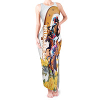 Melbourne Cup Australia Tank Maxi Dress Horse Racing Horseshoe Mix Yellow Roses - Wonder Print Shop