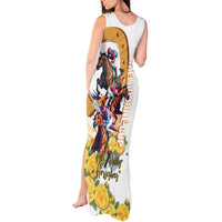 Melbourne Cup Australia Tank Maxi Dress Horse Racing Horseshoe Mix Yellow Roses - Wonder Print Shop