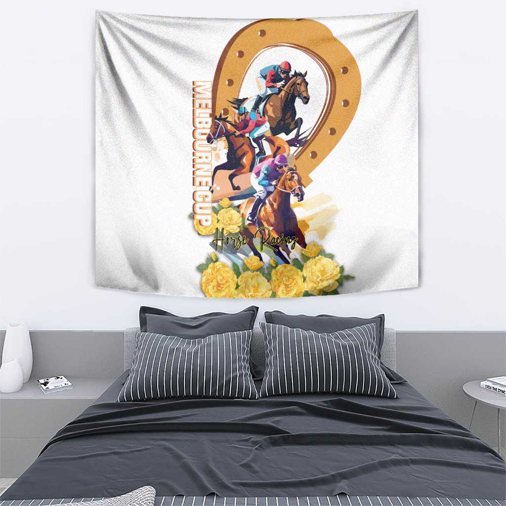 Melbourne Cup Australia Tapestry Horse Racing Horseshoe Mix Yellow Roses - Wonder Print Shop