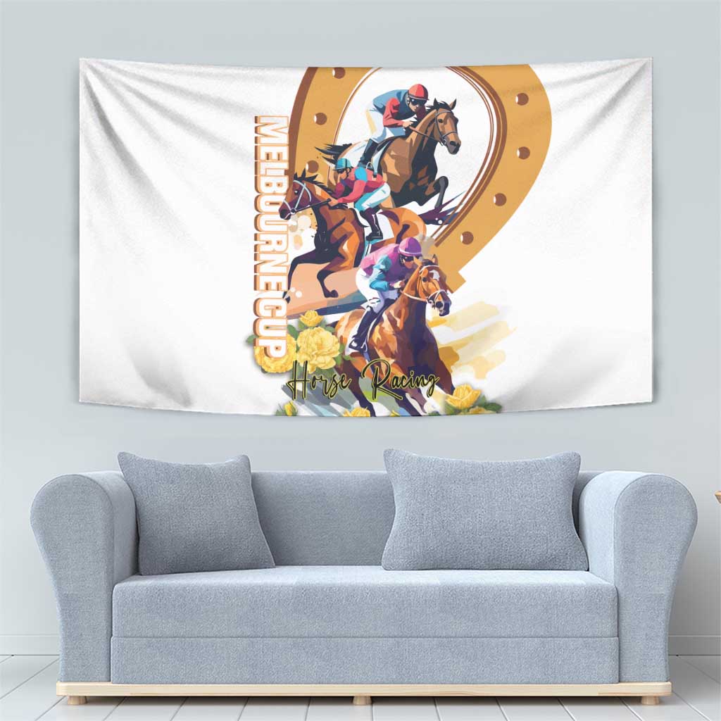 Melbourne Cup Australia Tapestry Horse Racing Horseshoe Mix Yellow Roses - Wonder Print Shop