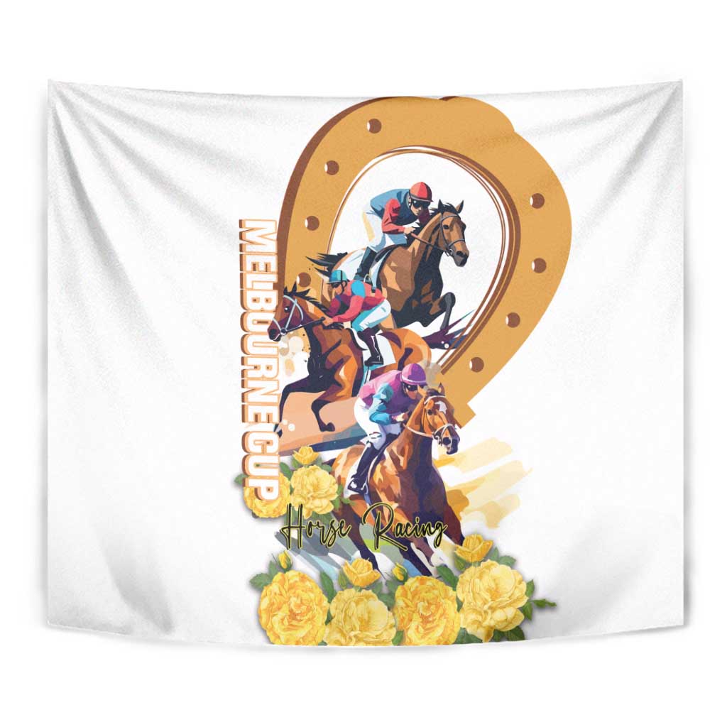 Melbourne Cup Australia Tapestry Horse Racing Horseshoe Mix Yellow Roses - Wonder Print Shop