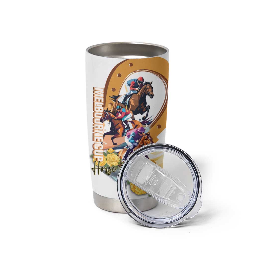 Melbourne Cup Australia Tumbler Cup Horse Racing Horseshoe Mix Yellow Roses - Wonder Print Shop