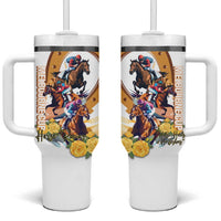 Melbourne Cup Australia Tumbler With Handle Horse Racing Horseshoe Mix Yellow Roses - Wonder Print Shop