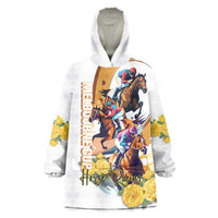Melbourne Cup Australia Wearable Blanket Hoodie Horse Racing Horseshoe Mix Yellow Roses - Wonder Print Shop