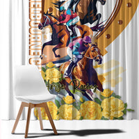 Melbourne Cup Australia Window Curtain Horse Racing Horseshoe Mix Yellow Roses - Wonder Print Shop
