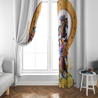Melbourne Cup Australia Window Curtain Horse Racing Horseshoe Mix Yellow Roses - Wonder Print Shop