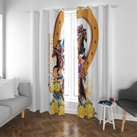 Melbourne Cup Australia Window Curtain Horse Racing Horseshoe Mix Yellow Roses - Wonder Print Shop