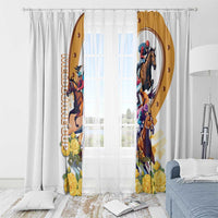 Melbourne Cup Australia Window Curtain Horse Racing Horseshoe Mix Yellow Roses - Wonder Print Shop