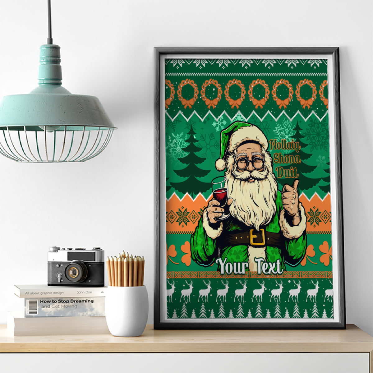 Personalised Ireland Christmas Canvas Wall Art Irish Santa Claus Nollaig Shona Duit - Wonder Print Shop