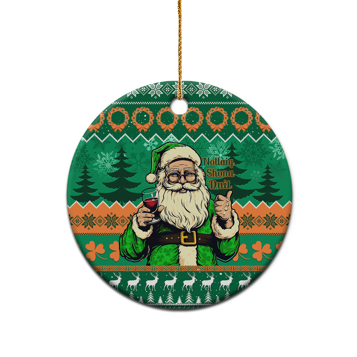 Personalised Ireland Christmas Ceramic Ornament Irish Santa Claus Nollaig Shona Duit - Wonder Print Shop