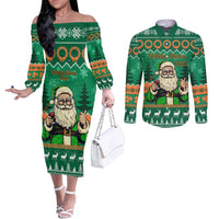personalised-ireland-christmas-couples-matching-off-the-shoulder-long-sleeve-dress-and-long-sleeve-button-shirt-irish-santa-claus-nollaig-shona-duit