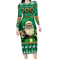 Personalised Ireland Christmas Family Matching Long Sleeve Bodycon Dress and Hawaiian Shirt Irish Santa Claus Nollaig Shona Duit - Wonder Print Shop