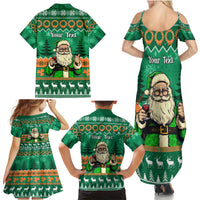 Personalised Ireland Christmas Family Matching Summer Maxi Dress and Hawaiian Shirt Irish Santa Claus Nollaig Shona Duit - Wonder Print Shop